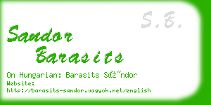 sandor barasits business card